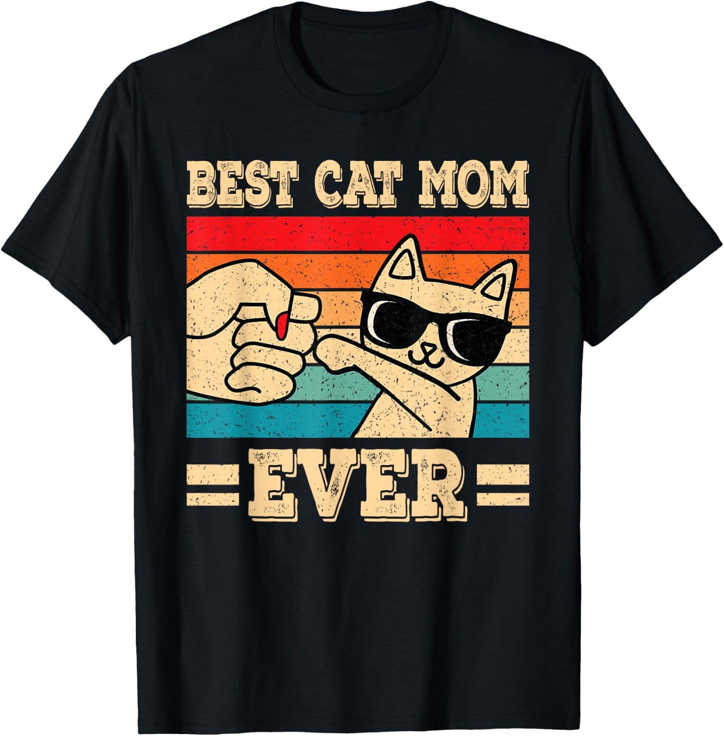 Best Cat Mom Ever Funny Vintage Kitten Lover Retro Women T-Shirt - T-Shirt | Black