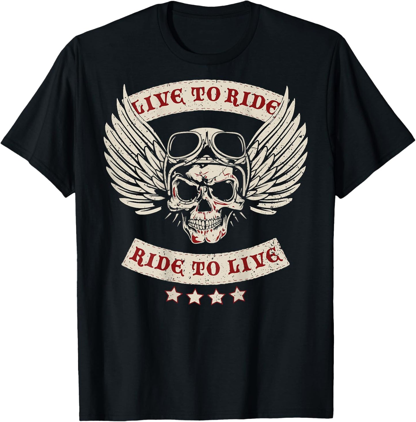 Live to Ride Motorcycle MC (Design on Back) T-Shirt - T-Shirt | Black