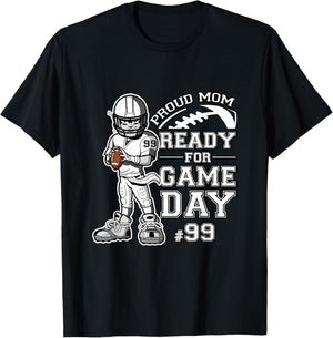 Custom Proud Football Mom Number 99 Personalized T-Shirt - T-Shirt | Black