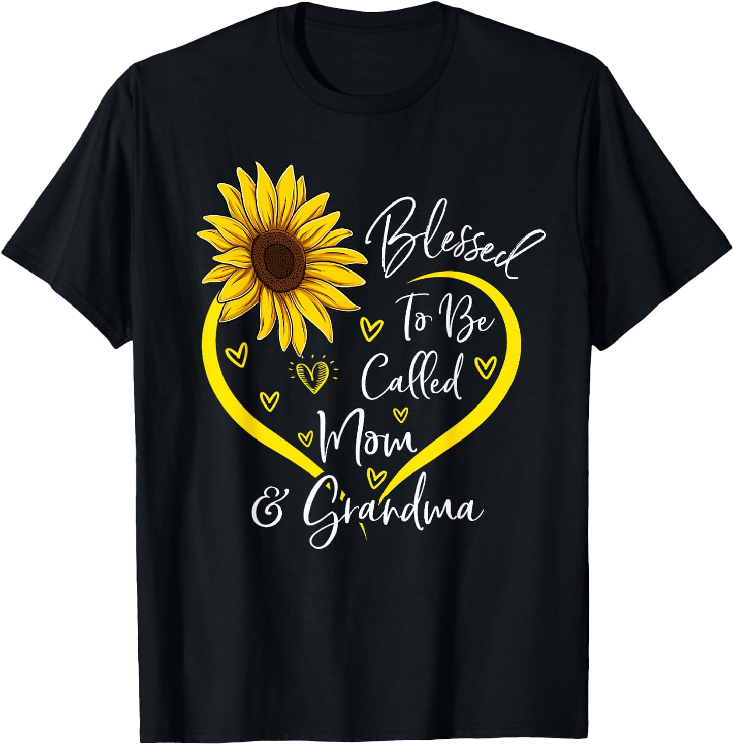 Blessed To Be Called Mom And Grandma Mother's Day Heart T-Shirt - T-Shirt | Black