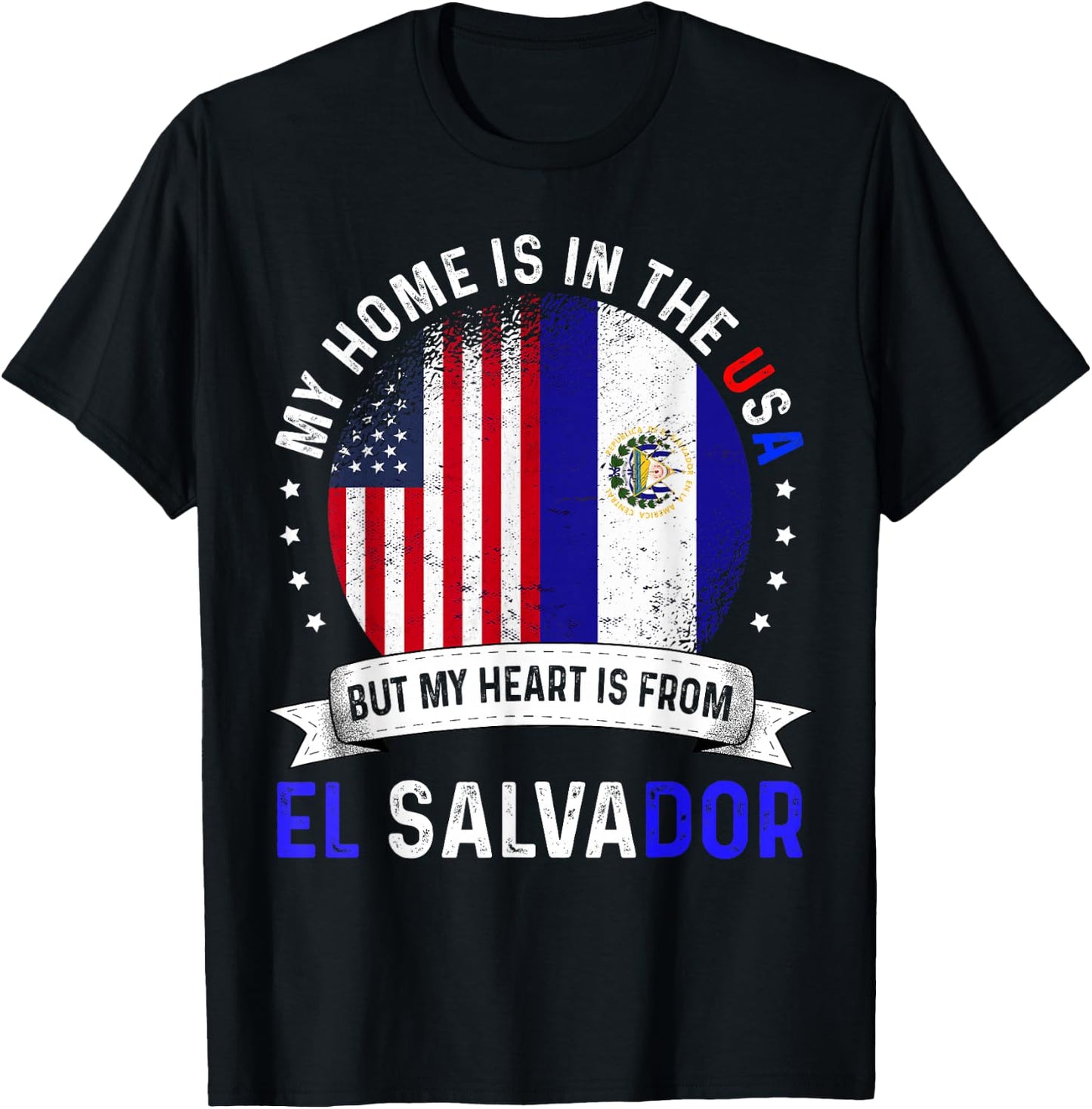 Salvadoran American Patriot Heart is from El Salvador Flag T-Shirt - T-Shirt | Black