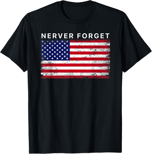 Never Forget Vintage US flag Men's T-Shirt - T-Shirt | Black