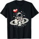 Space Astronaut Saturn Heart Balloon Valentine's Day T-Shirt - T-Shirt | Black