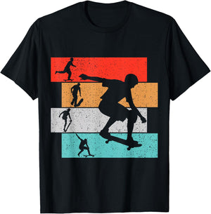 Skater Skateboarder Retro Skateboard Boys Youth T-Shirt - T-Shirt | Black