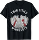 Cool Twin Cities Minnesota MN Baseball Skyline St. Paul-MPLS T-Shirt - T-Shirt | Black