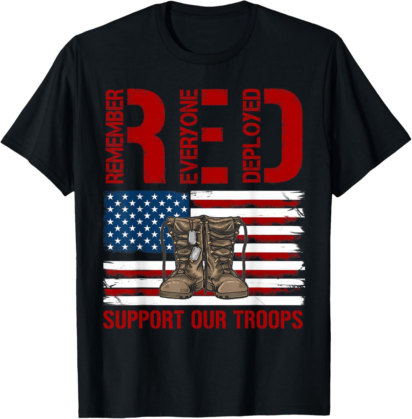 Support Our Troops - Soldier Veteran Red Friday Military T-Shirt - T-Shirt | Black