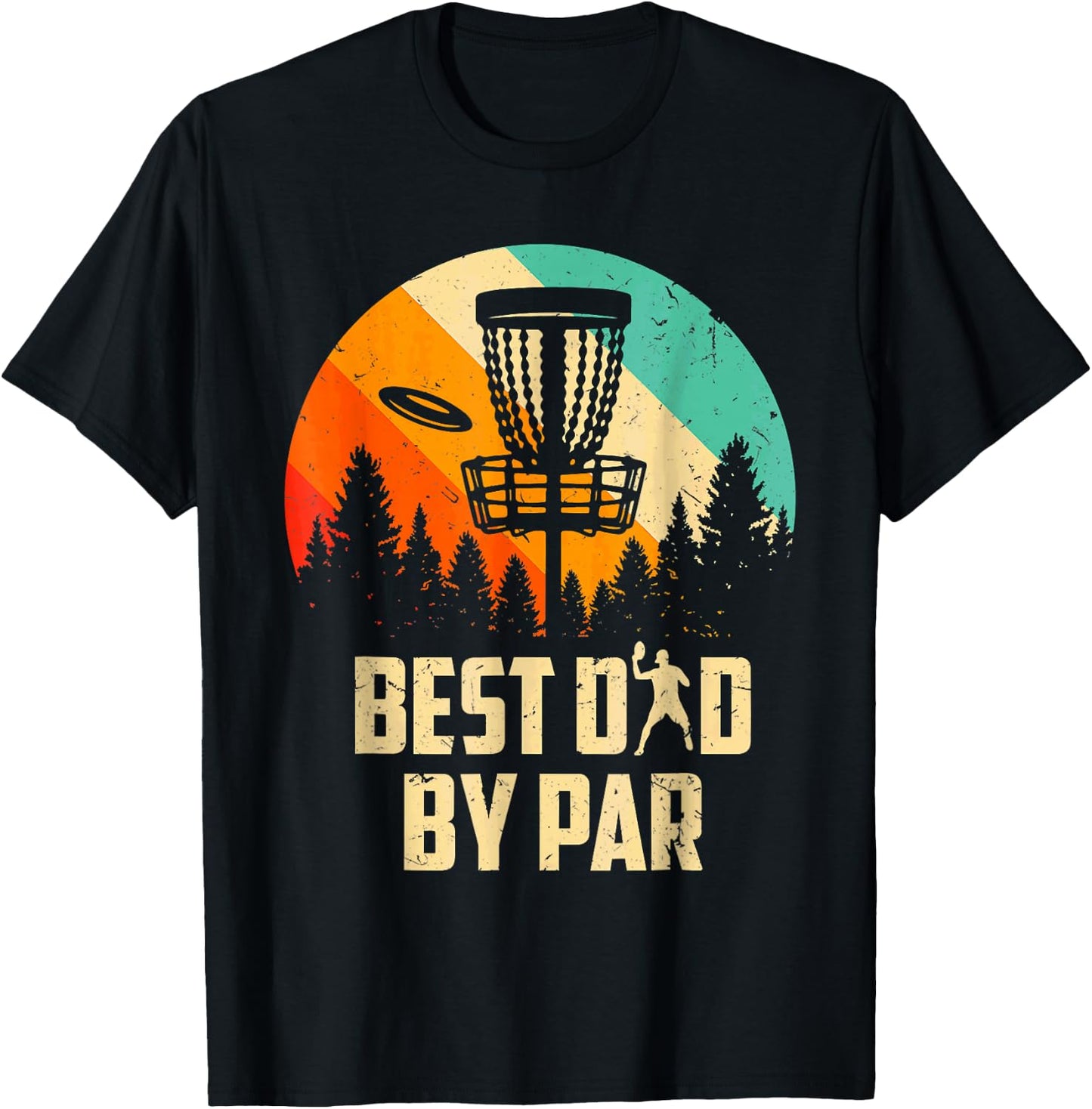 Men Vintage Best Dad By Par Disc Golf Dad Fathers Day T-Shirt - T-Shirt | Black