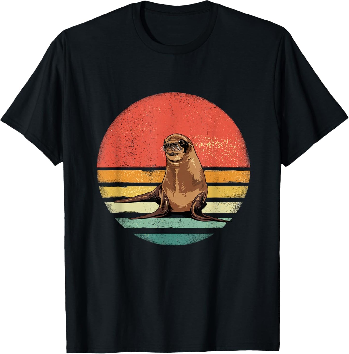 Retro Vintage Sea Lion Animal Lover T-Shirt - T-Shirt | Black