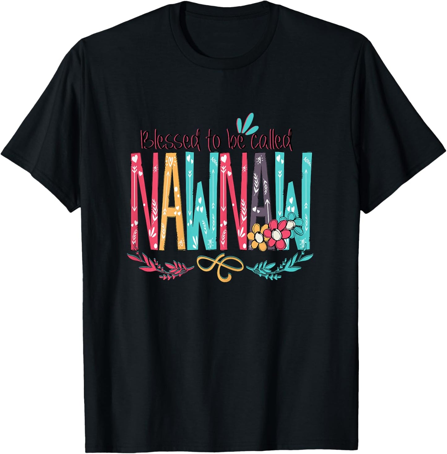 Blessed to be called Nawnaw Colourful Gifts - Grandma Tea T-Shirt - T-Shirt | Black