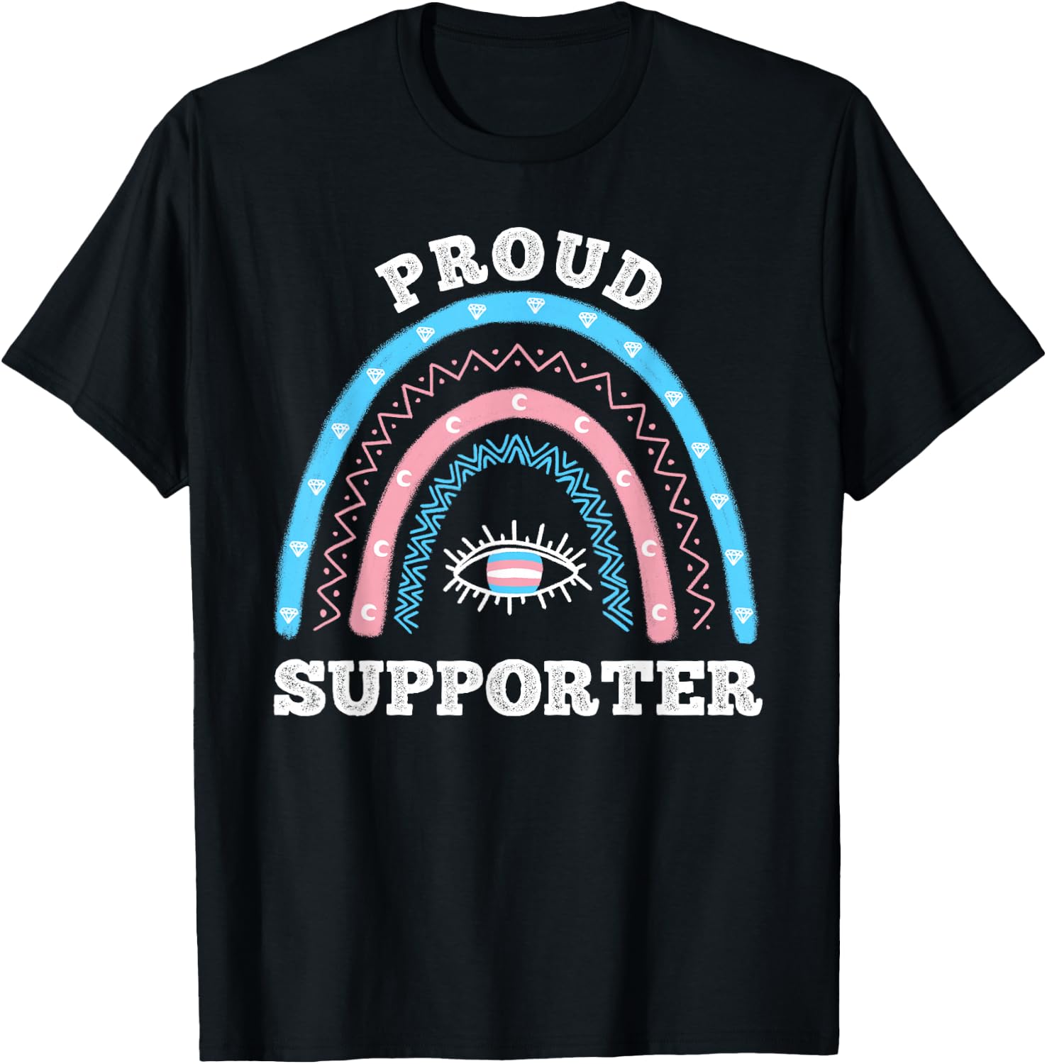 Boho Rainbow Proud Supporter Transgender T-Shirt - T-Shirt | Black