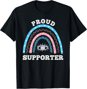 Boho Rainbow Proud Supporter Transgender T-Shirt - T-Shirt | Black