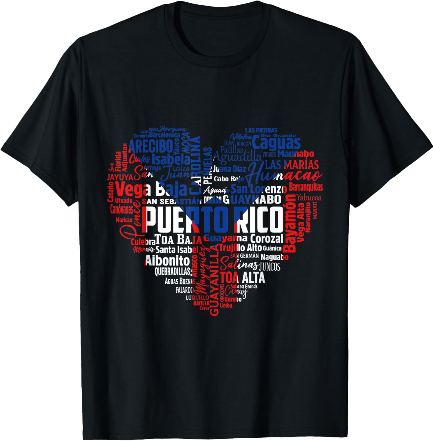 Puerto Rico Cities Flag Puerto Rican roots culture men women T-Shirt - T-Shirt | Black