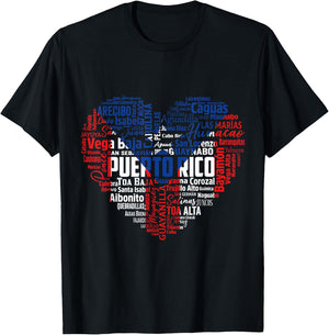 Puerto Rico Cities Flag Puerto Rican roots culture men women T-Shirt - T-Shirt | Black