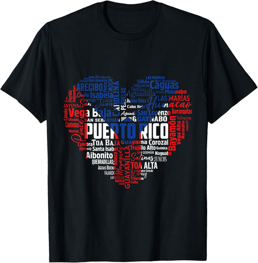 Puerto Rico Cities Flag Puerto Rican roots culture men women T-Shirt - T-Shirt | Black