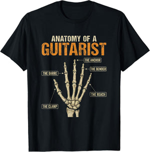 Anatomy of a Guitarist Fingers Hand Vintage Guitar Player T-Shirt - T-Shirt | Black