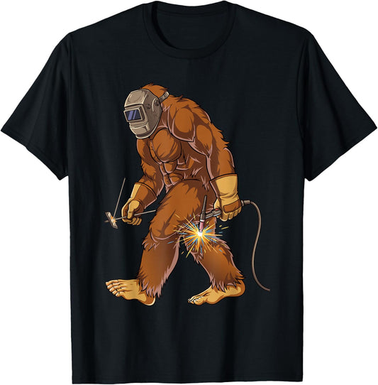 Bigfoot Welder Sasquatch Welding Mythical Metalworker T-Shirt - T-Shirt | Black