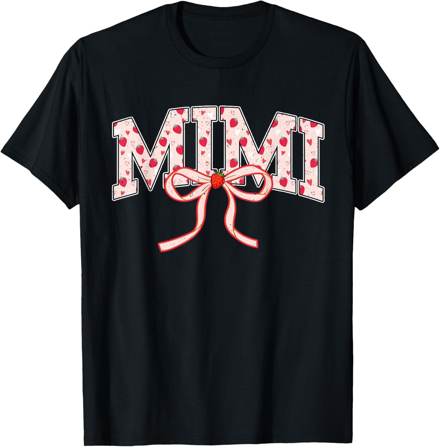 Mimi Strawberry Coquette Bow Matching Family T-Shirt - T-Shirt | Black
