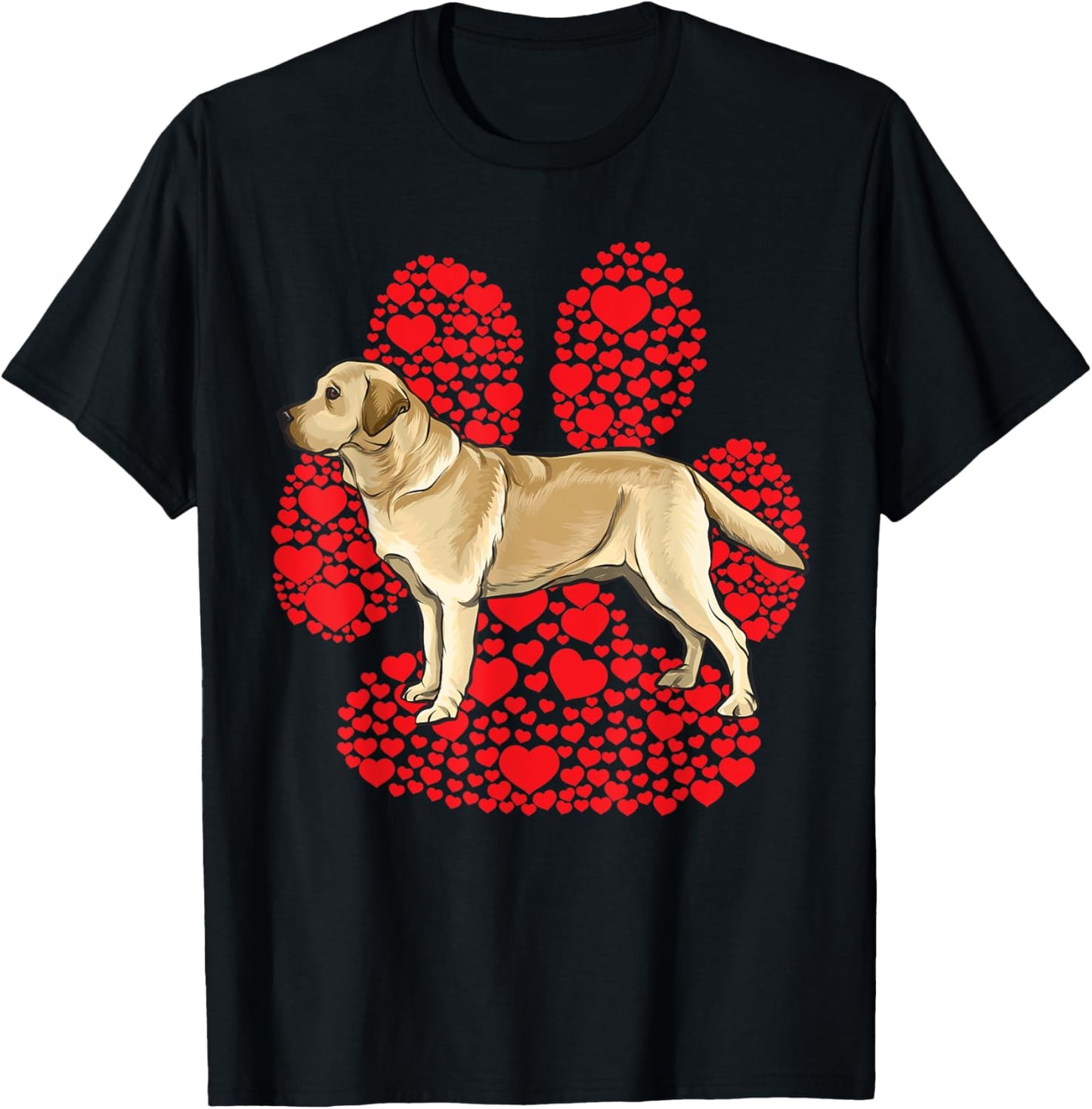 Yellow Labrador Retriever Valentines Day Dog Love Paw Women Kids T-Shirt - T-Shirt | Black