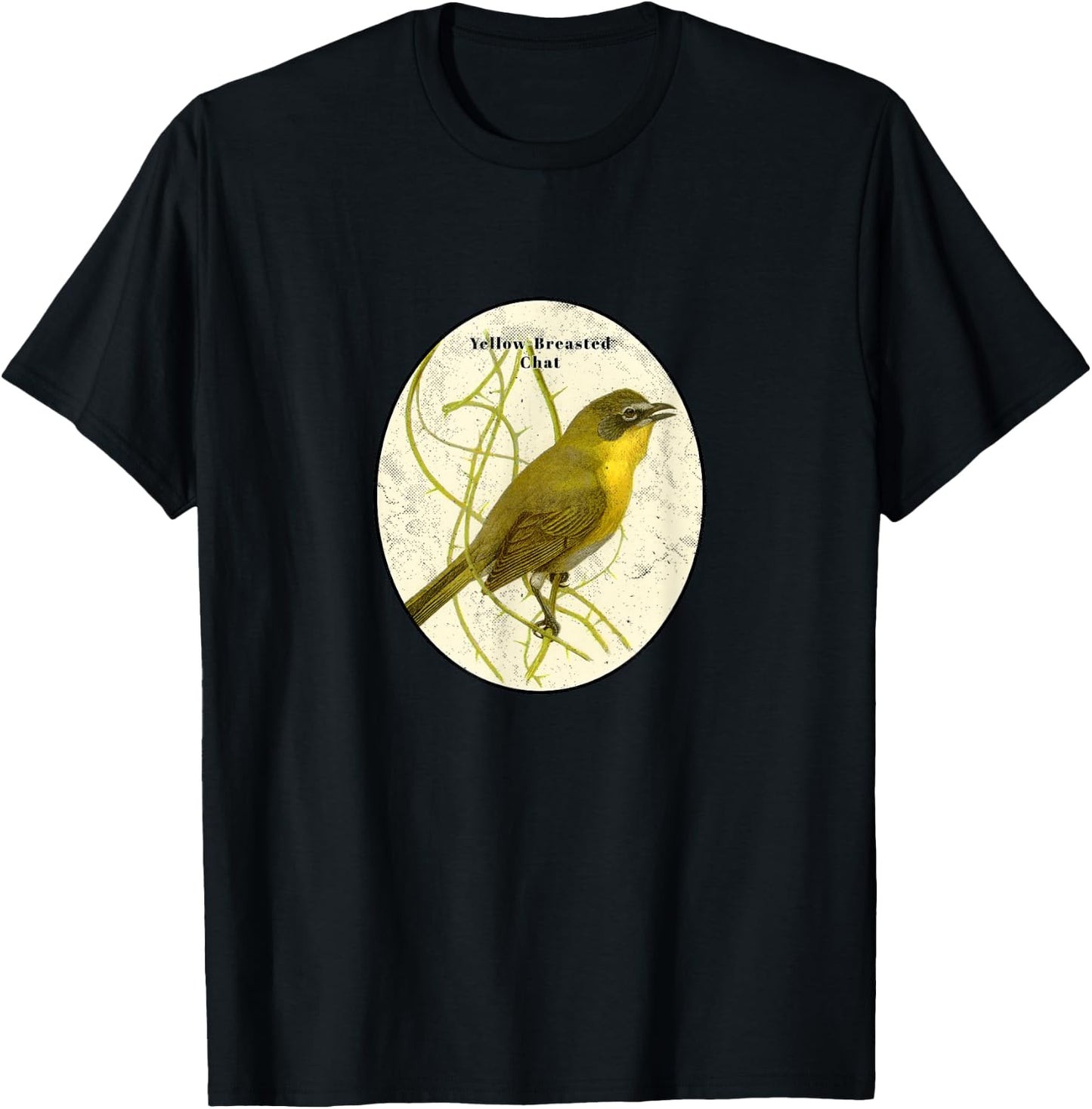 Retro Antique Yellow-Breasted Chat Vintage Bird Design T-Shirt - T-Shirt | Black