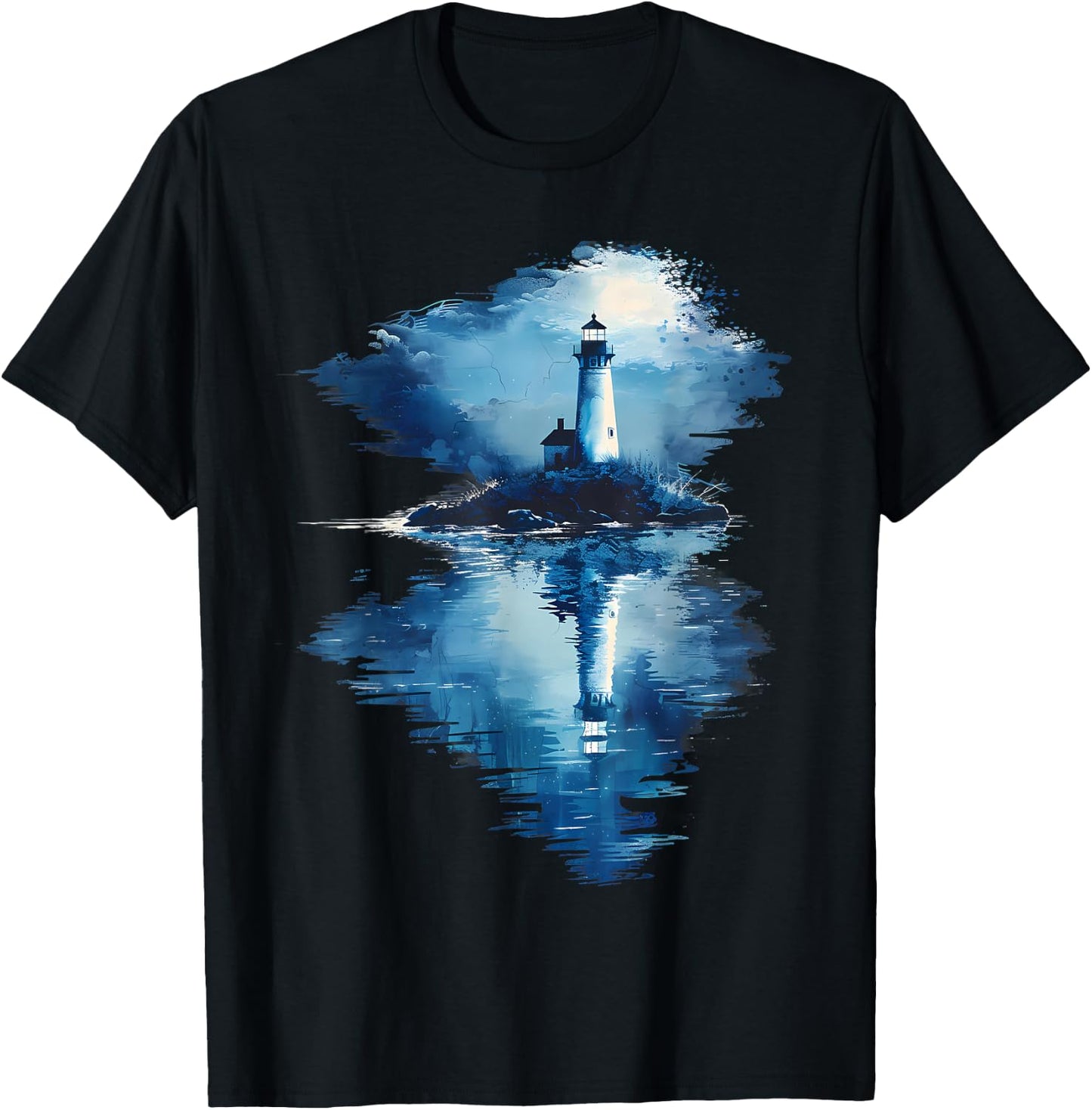 Light House Seaside House Sailing Sea Beach Lighthouse T-Shirt - T-Shirt | Black