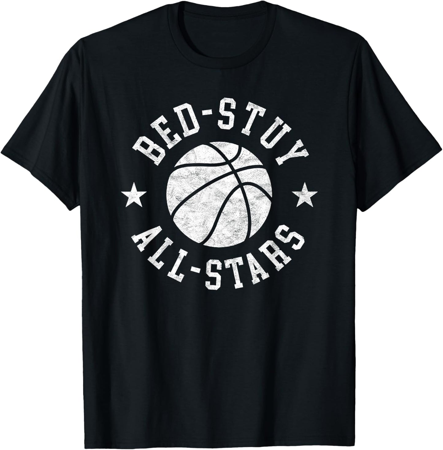 Vintage Bed-Stuy All-Stars Retro Distressed 80s Basketball T-Shirt - T-Shirt | Black