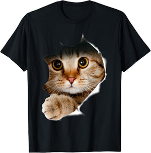 Cat Shirt, Cat , Cat Torn Cloth Shirt, Kitten,Kitty T-Shirt - T-Shirt | Black