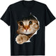 Cat Shirt, Cat , Cat Torn Cloth Shirt, Kitten,Kitty T-Shirt - T-Shirt | Black