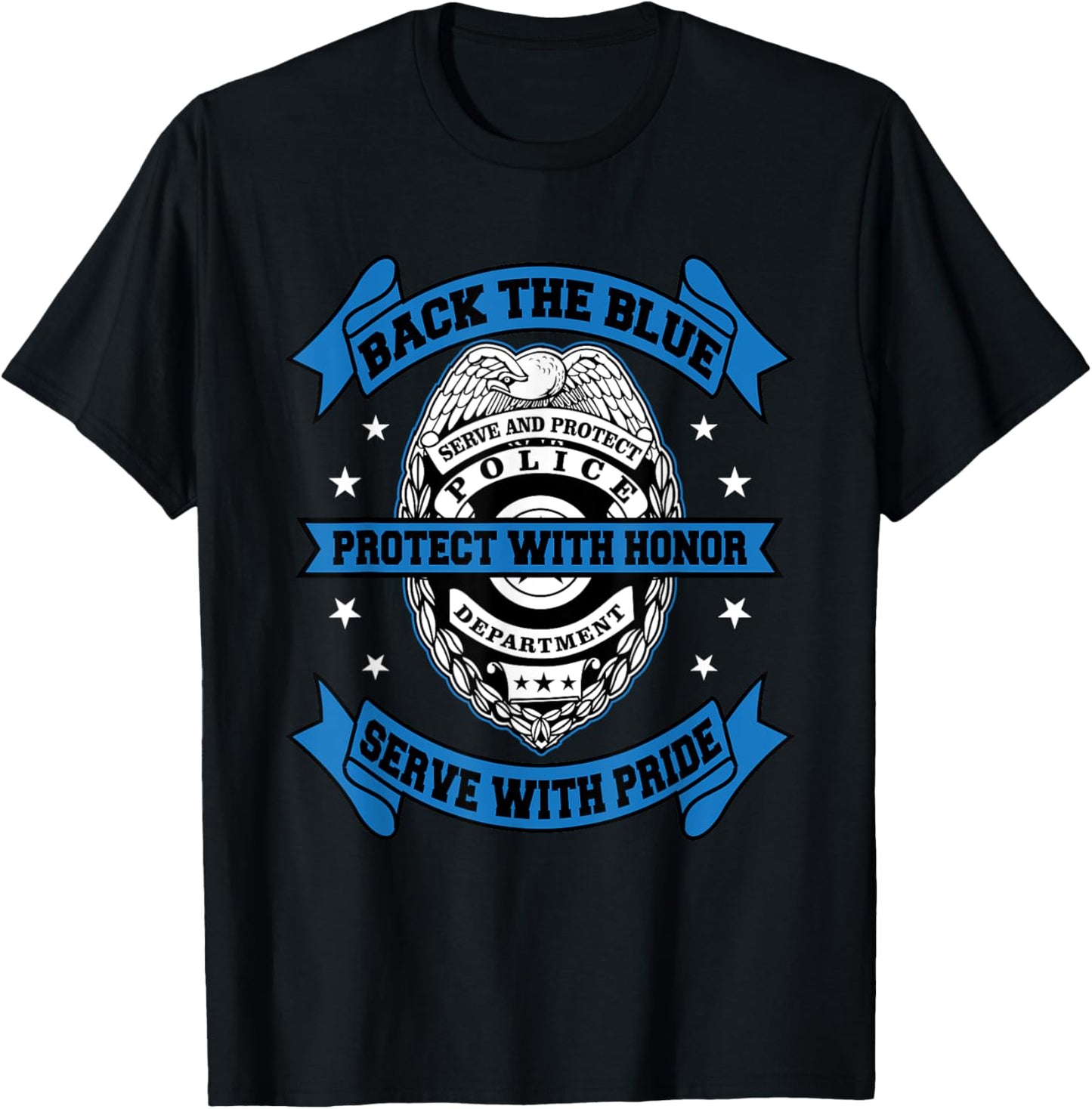 Back The Blue - Blue Line Police Officer Cop T-Shirt - T-Shirt | Black