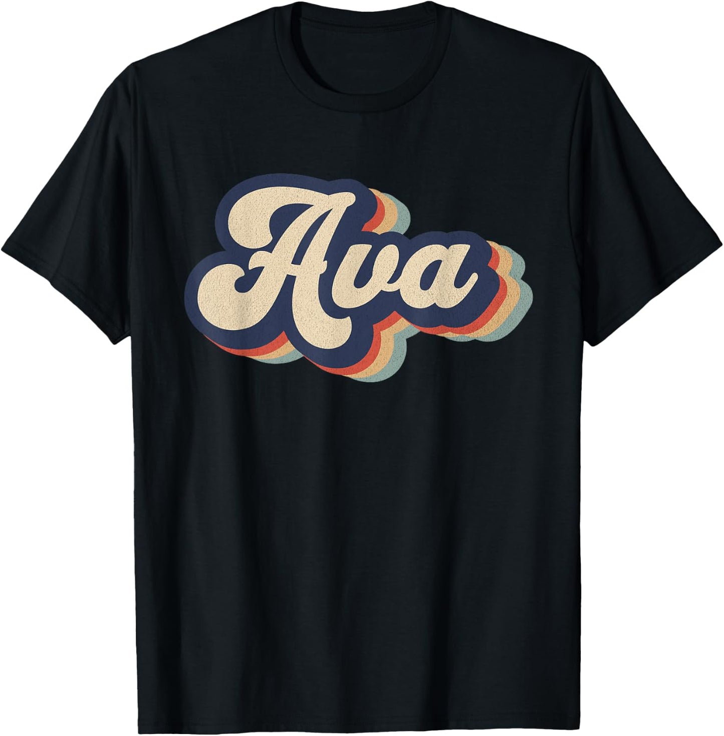 Retro Vintage Ava Name Personalized T-Shirt - T-Shirt | Black