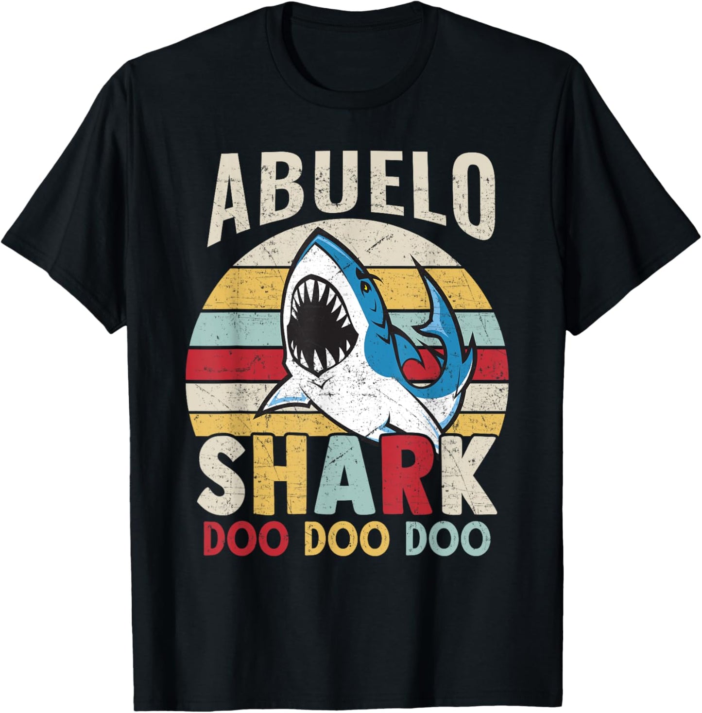 FAMILY 365 Fathers Day Funny Abuelo Shark Grandpa Gift Men T-Shirt - T-Shirt | Black