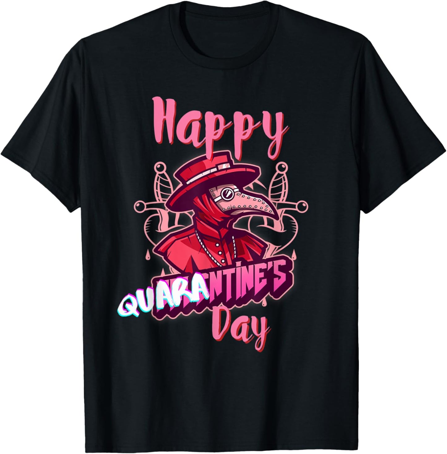 Happy Valentine's Day Quarantine Plague Doctor T-Shirt - T-Shirt | Black