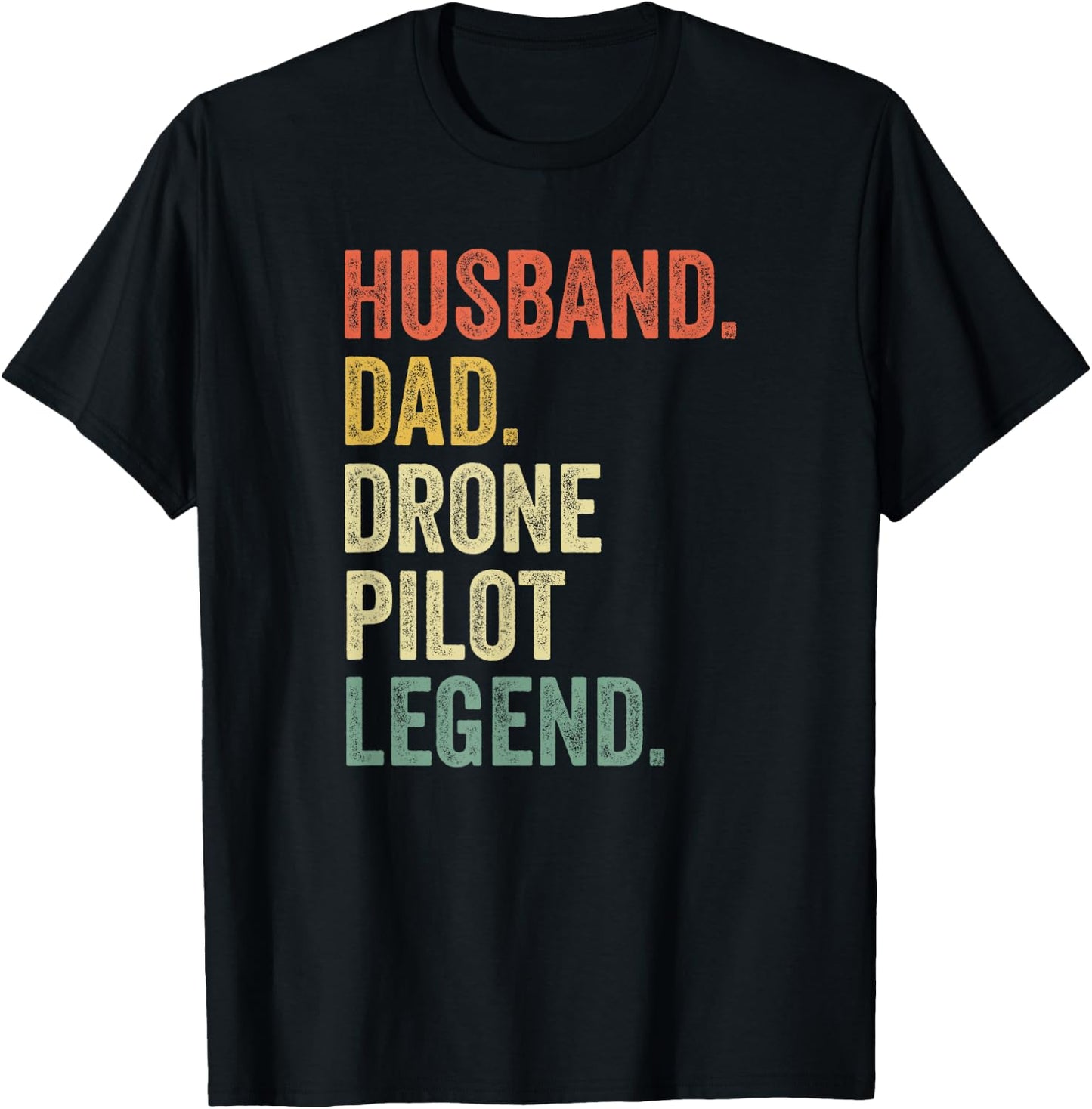 Funny Drone Pilot Vintage Gift Husband Dad T-Shirt - T-Shirt | Black