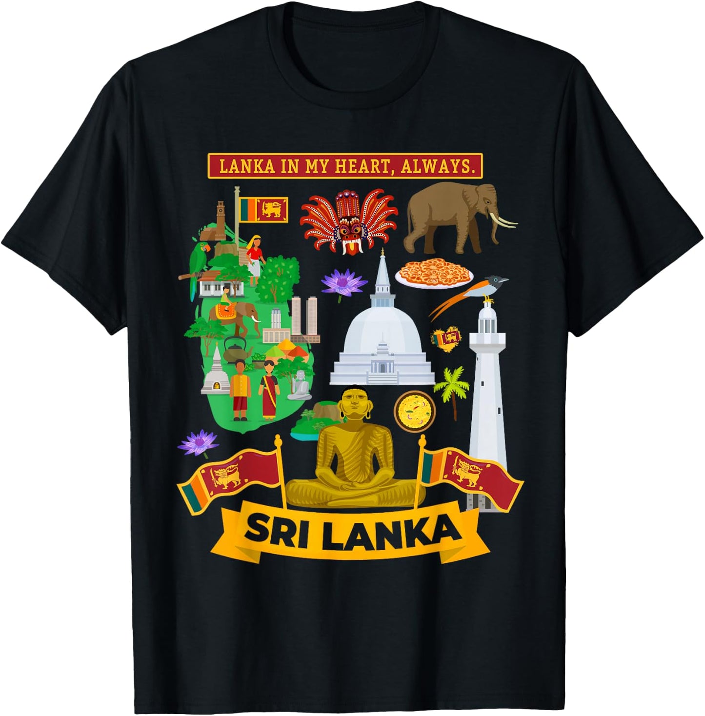 Sri Lanka Heritage Outfit Idea for Kids & Sri Lankan Flag T-Shirt - T-Shirt | Black