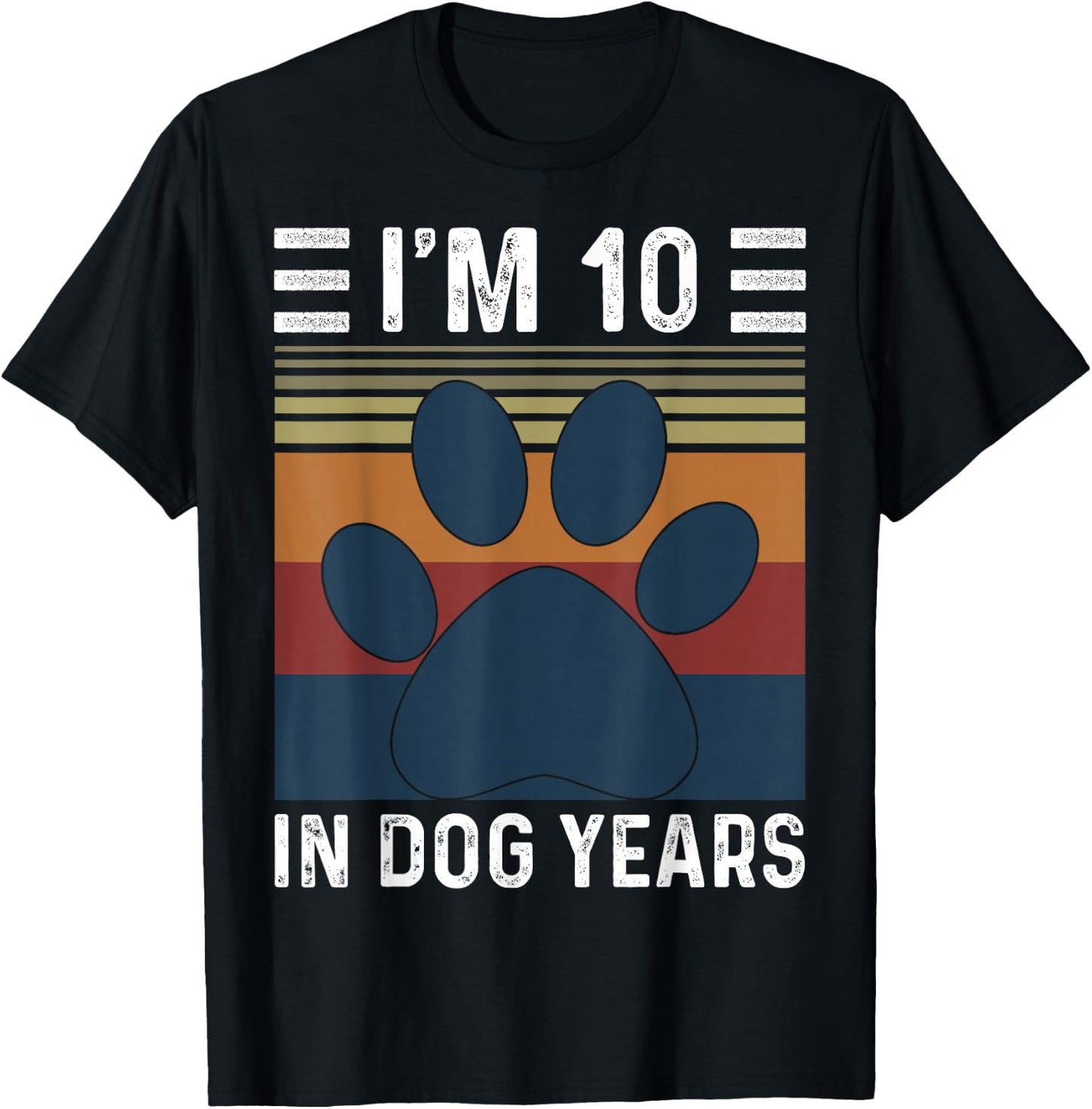 I'm 10 In Dog Years 70th Birthday Vintage Funny 70 Year Old T-Shirt - T-Shirt | Black