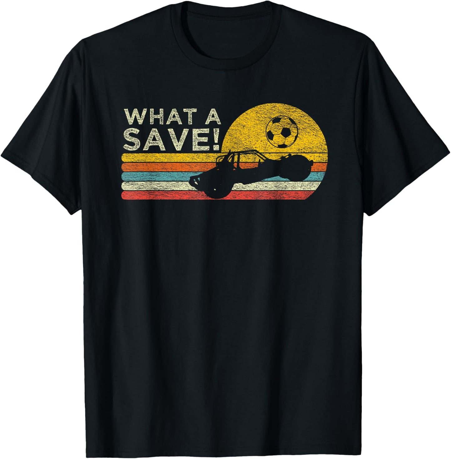 What a Save Vintage Retro Rocket Soccer Car League T-Shirt - T-Shirt | Black