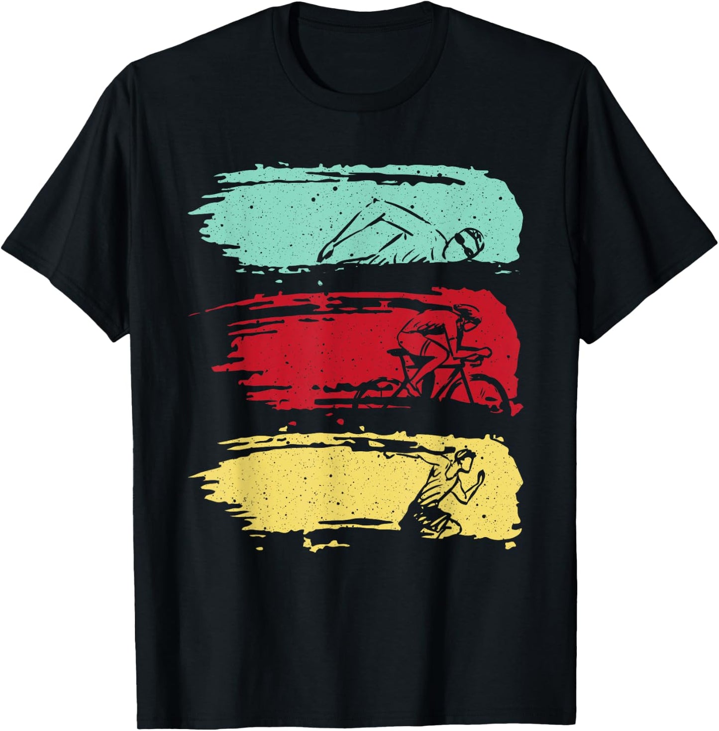 Funny Triathlon Swim Bike Run Design Men Women Triathletes T-Shirt - T-Shirt | Black