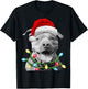 Pit Bull Santa Christmas Tree Lights Xmas Boys Dog Dogmas T-Shirt - T-Shirt | Black