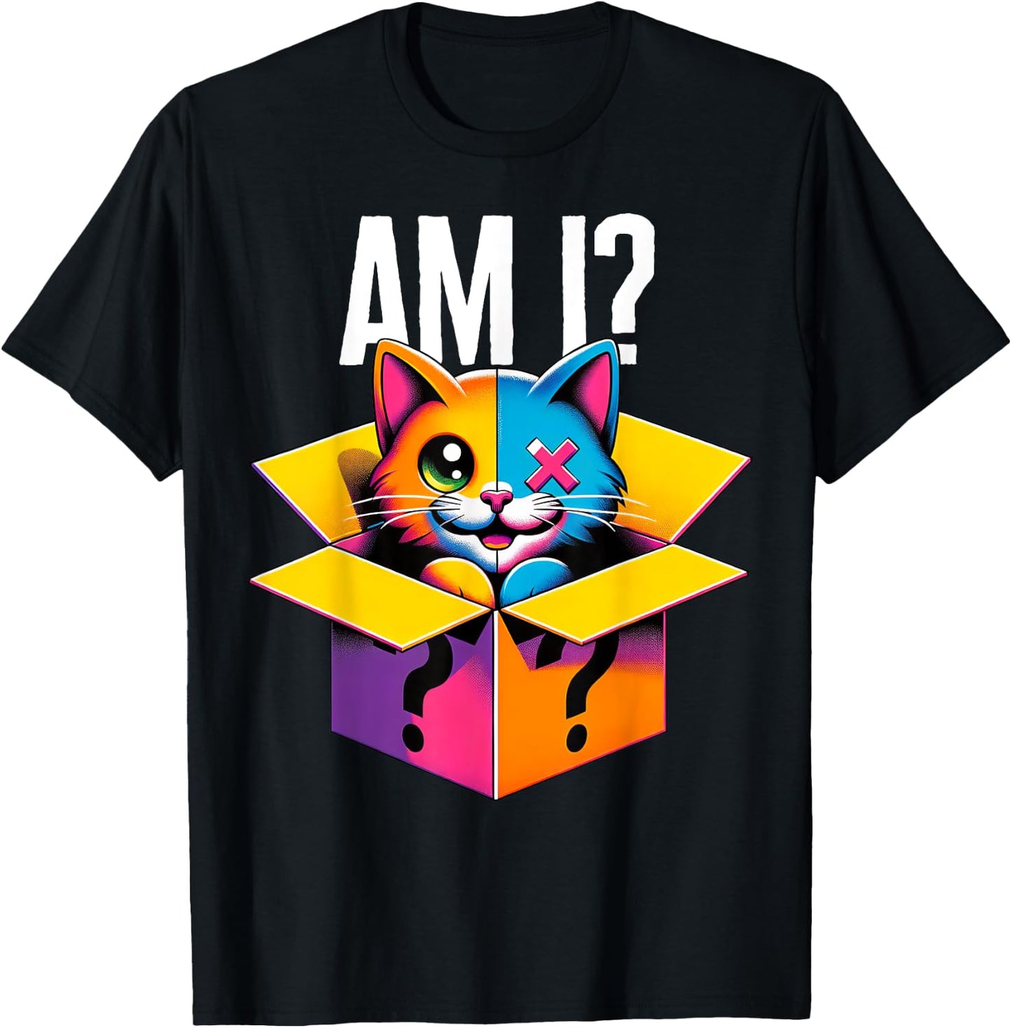 Schrodinger's Cat Am I Half Smiling Paradoxical Humor Physic T-Shirt - T-Shirt | Black