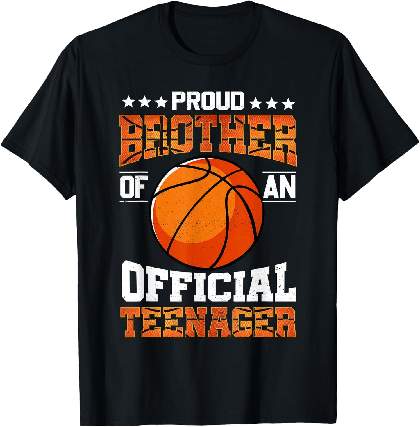 Proud Brother Of An Official Teenager Shirt Basketball Bro T-Shirt - T-Shirt | Black