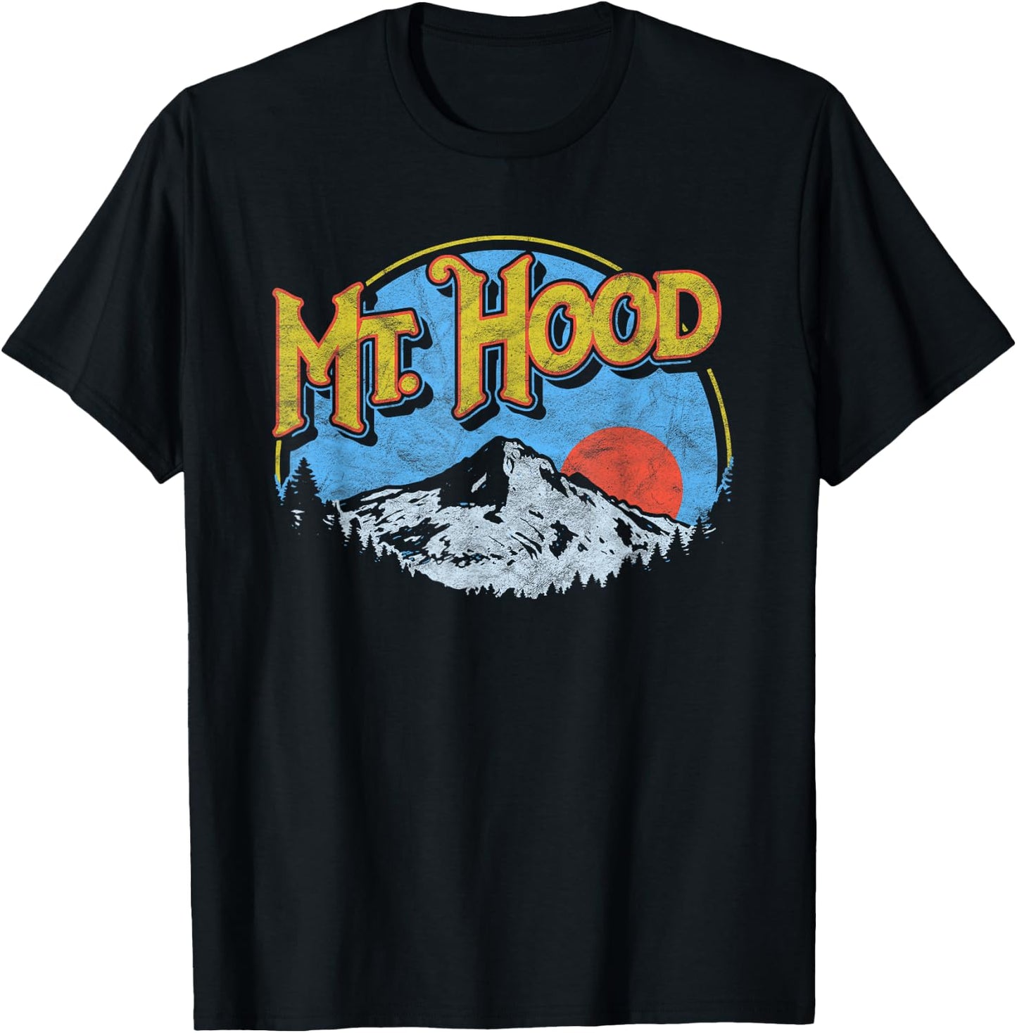 Vintage Mt Hood Oregon Nature & Outdoors Retro Graphic T-Shirt - T-Shirt | Black