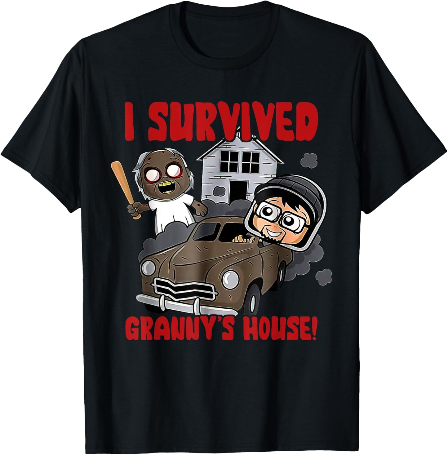 I Survived Granny's Funny House T-Shirt - T-Shirt | Black