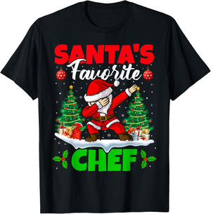 Xmas Dabbing Santa's Favorite Chef Christmas T-Shirt - T-Shirt | Black