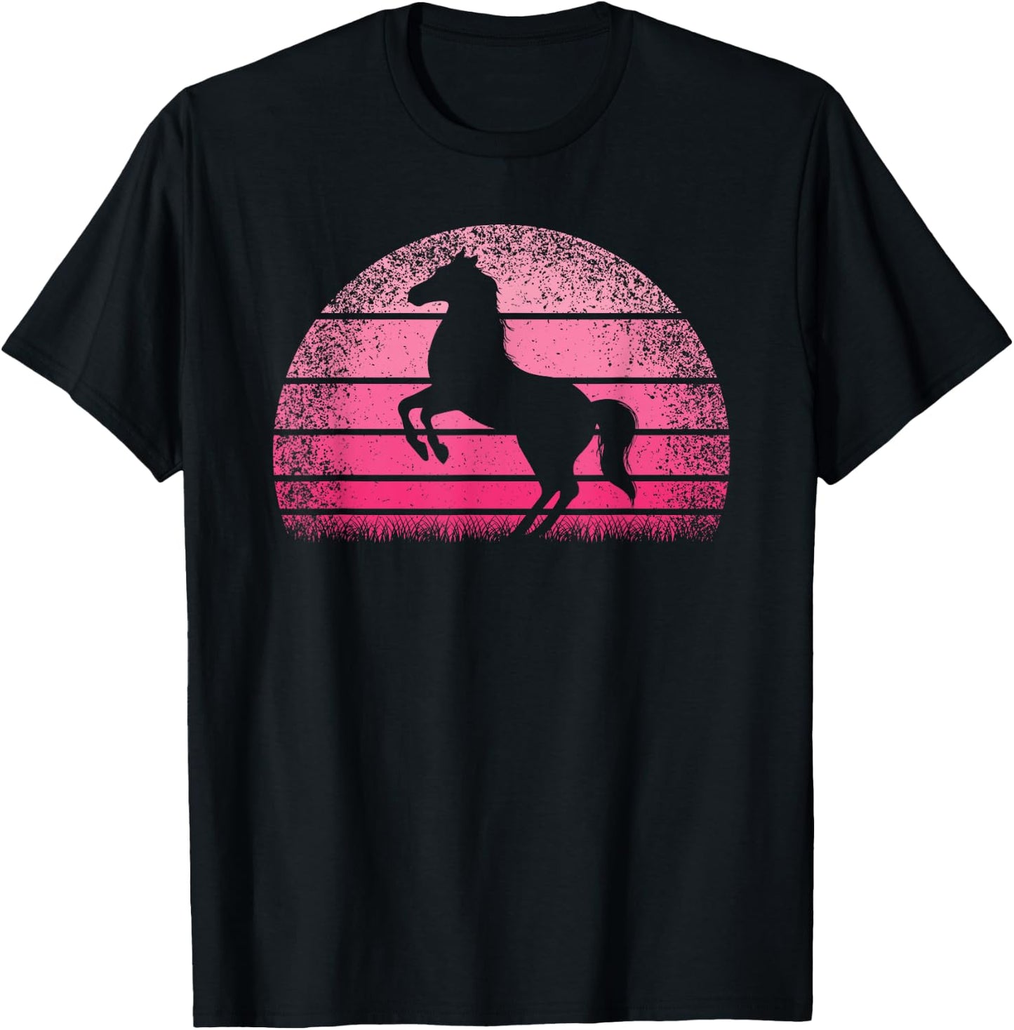 Retro Horse Horseback Riding Horse Lover Cowgirl Women Girls T-Shirt - T-Shirt | Black