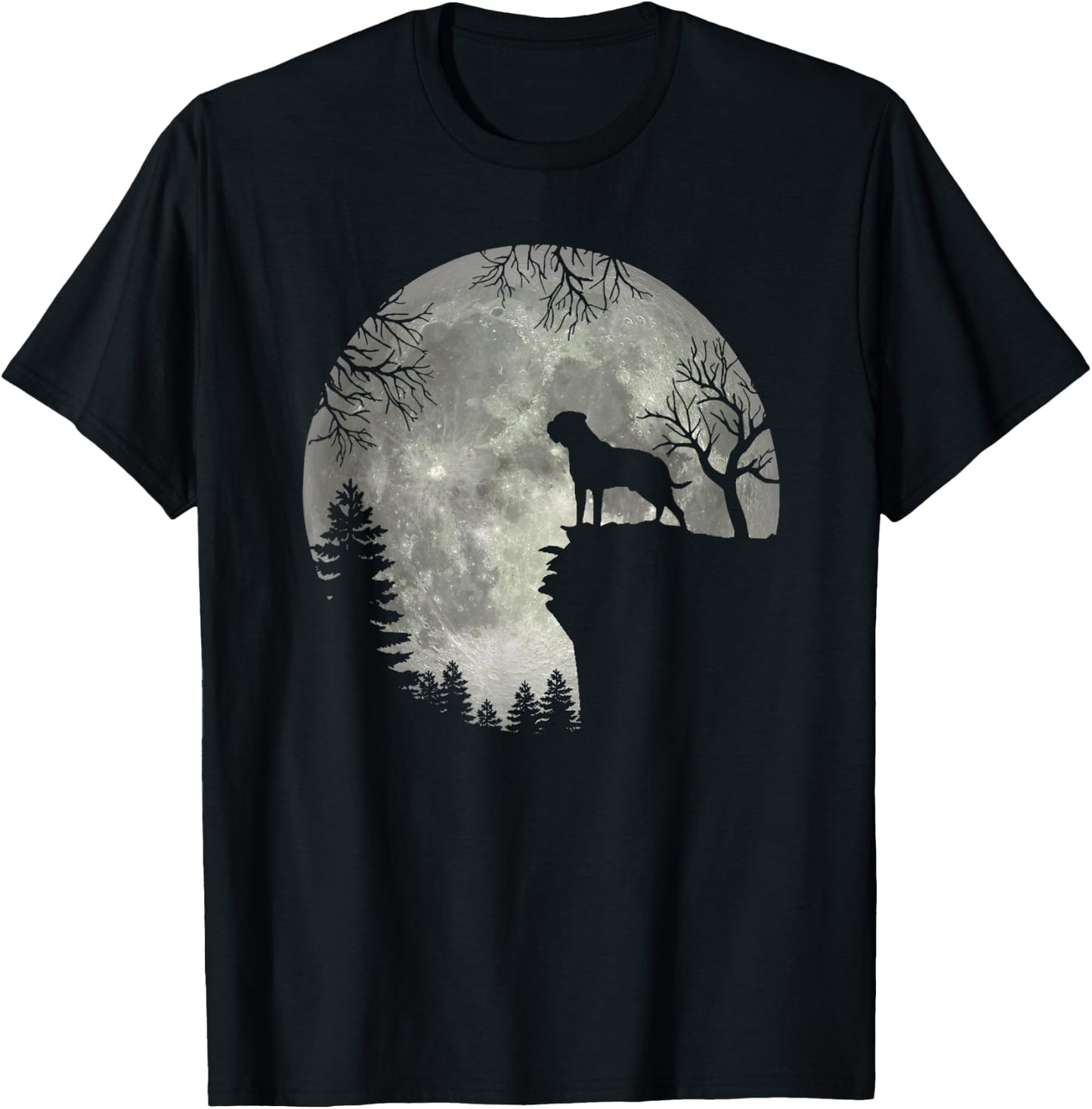 Bullmastiff And Moon Halloween T-Shirt - T-Shirt | Black