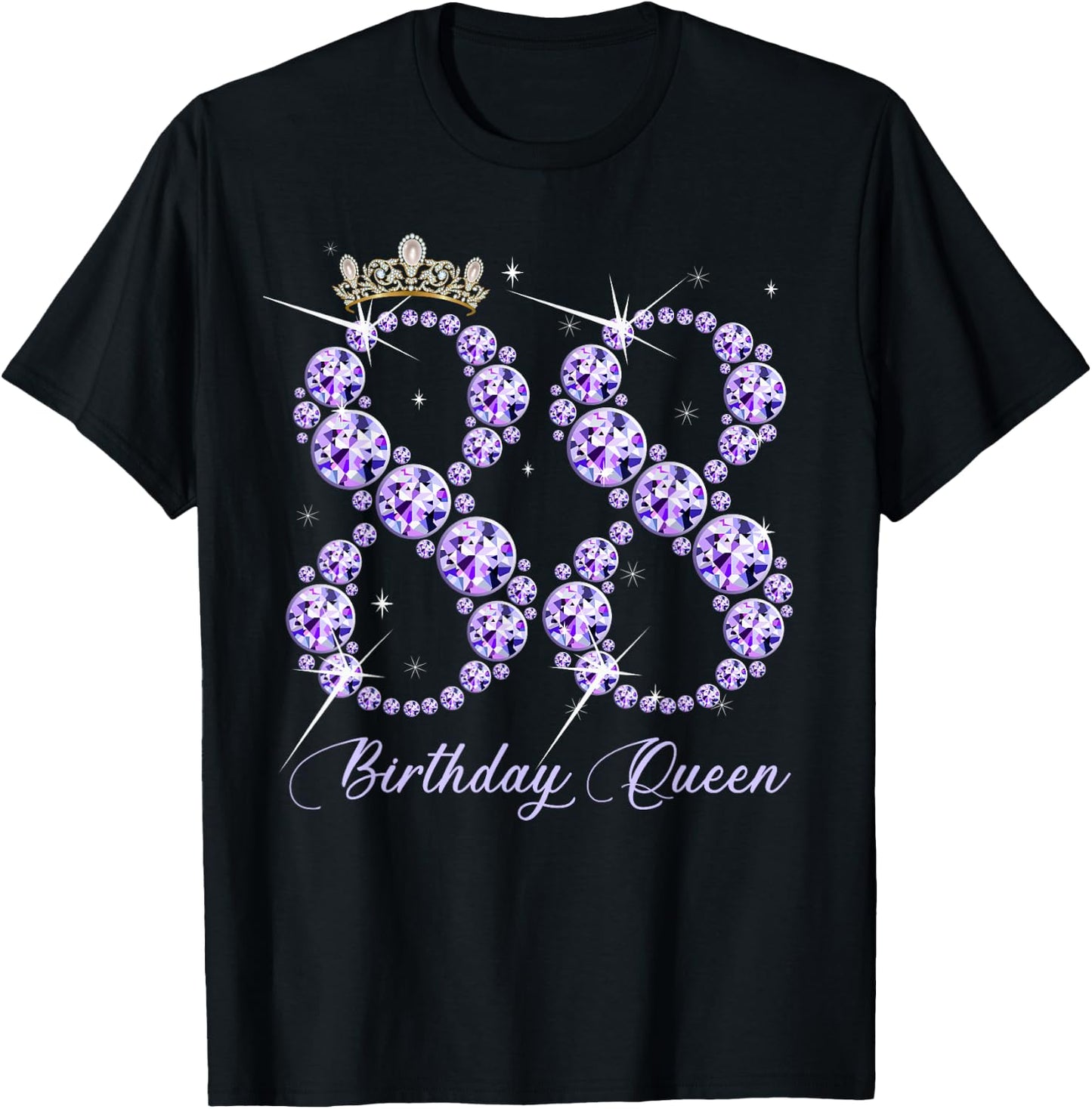 88 Year Old Its My 88th Birthday Queen Diamond Heels Crown T-Shirt - T-Shirt | Black