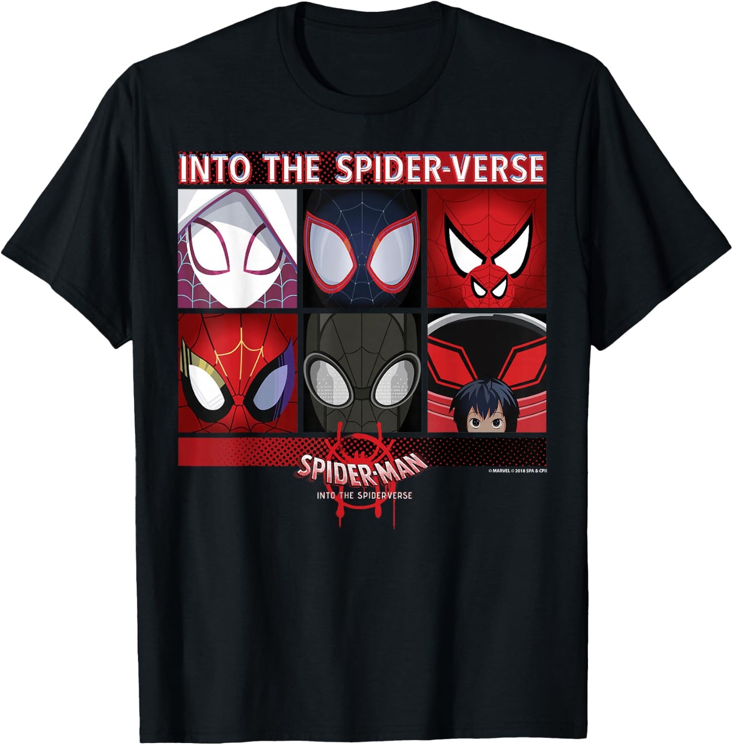 Marvel Spider-Man Spiderverse Square Group Graphic T-Shirt - T-Shirt | Black