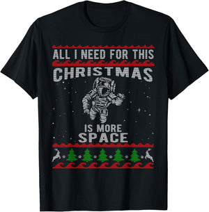 Cool Ugly Christmas Style Spaceman Astronaut T-Shirt - T-Shirt | Black