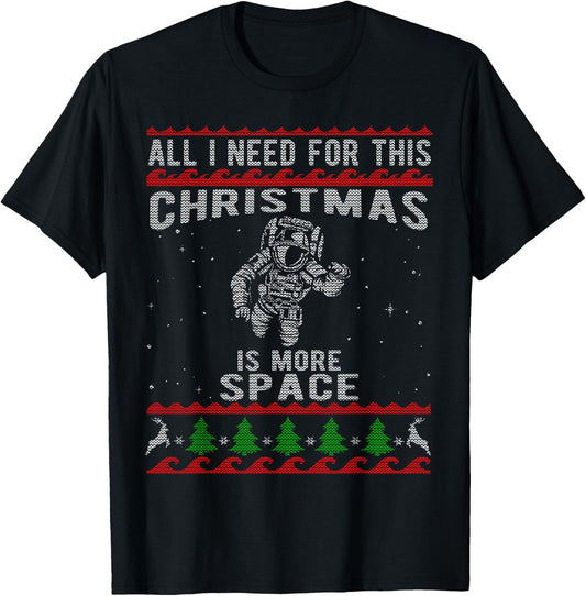 Cool Ugly Christmas Style Spaceman Astronaut T-Shirt - T-Shirt | Black