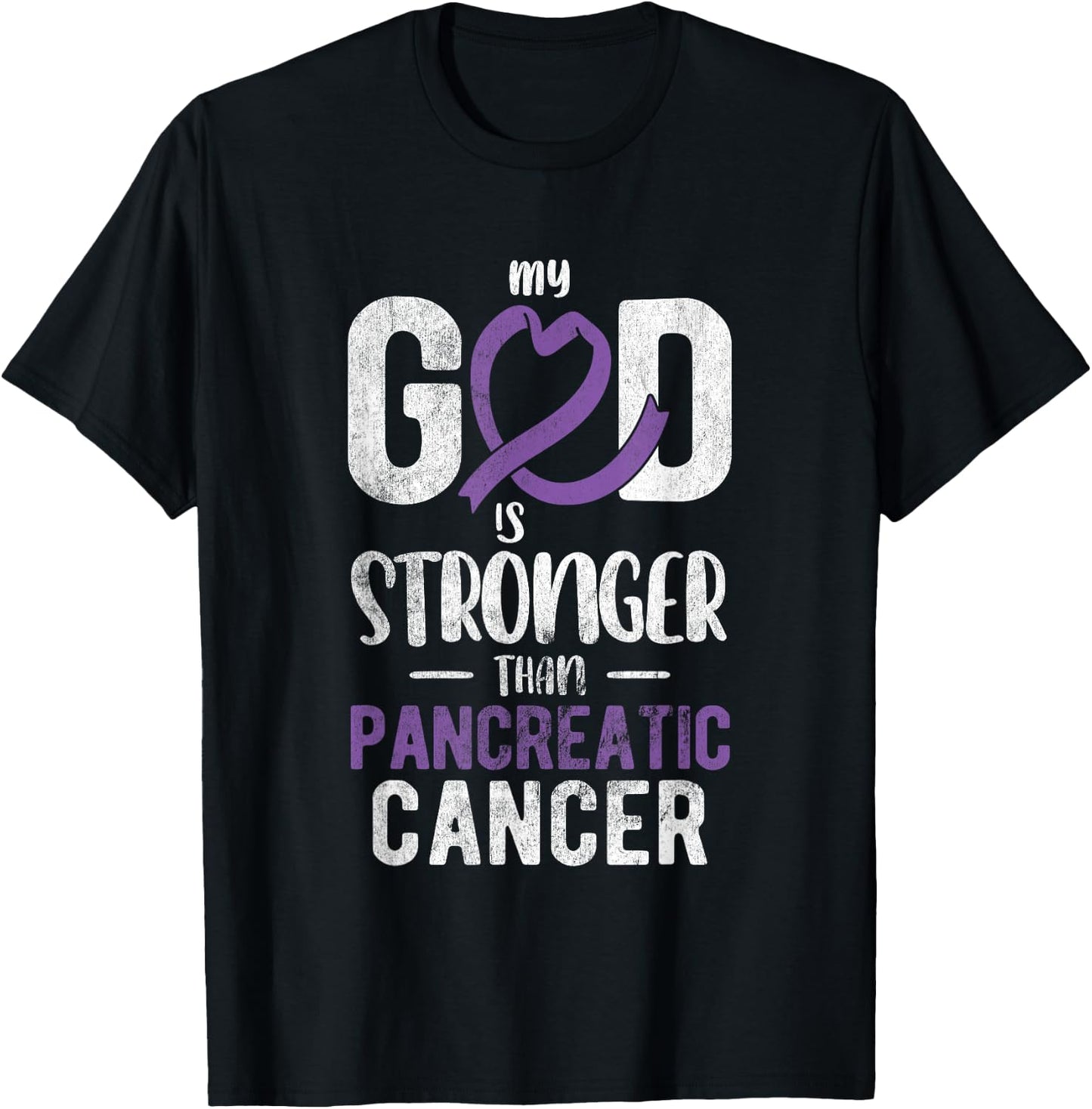 My God Stronger Than Pancreatic Cancer Awareness T-Shirt - T-Shirt | Black