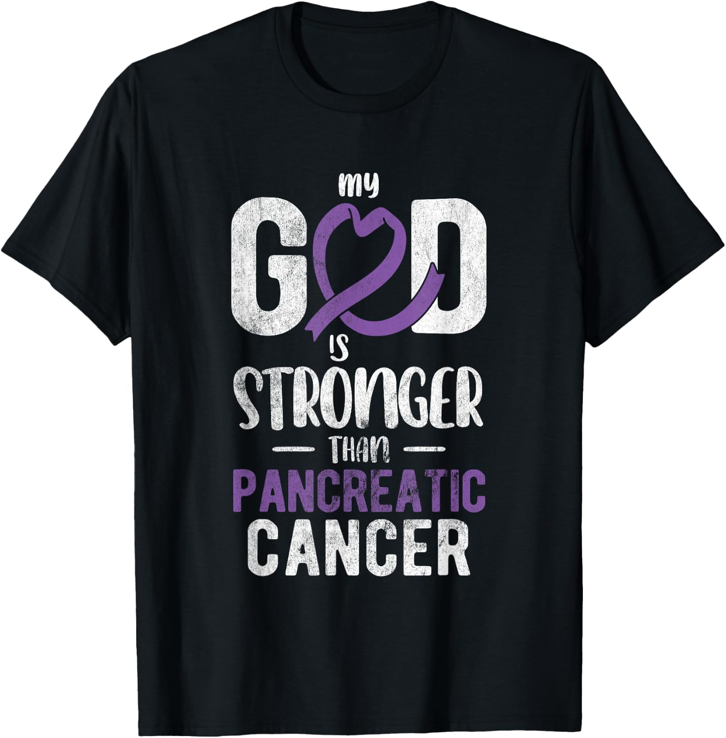 My God Stronger Than Pancreatic Cancer Awareness T-Shirt - T-Shirt | Black